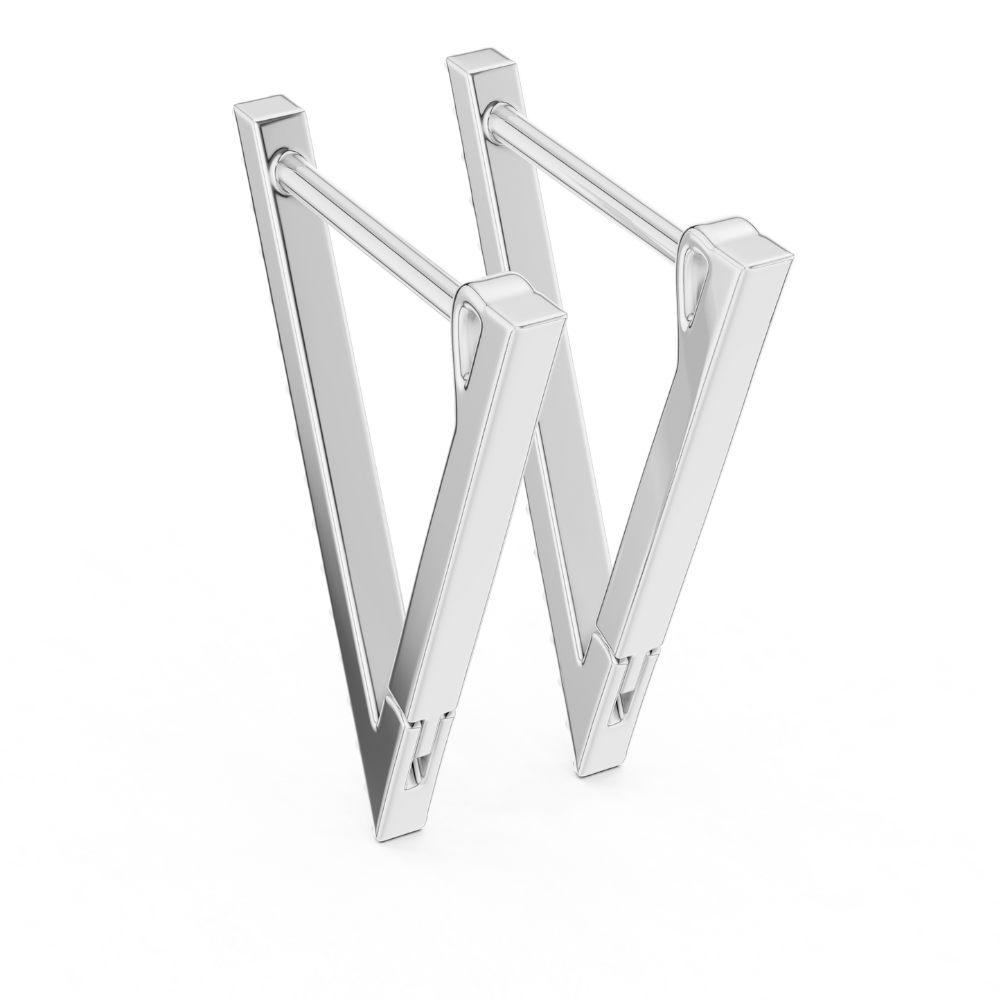 Futuristic Angle-Cut Hoops • V-Design Pavé Drop Earrings • Chic Minimal Gold Earrings