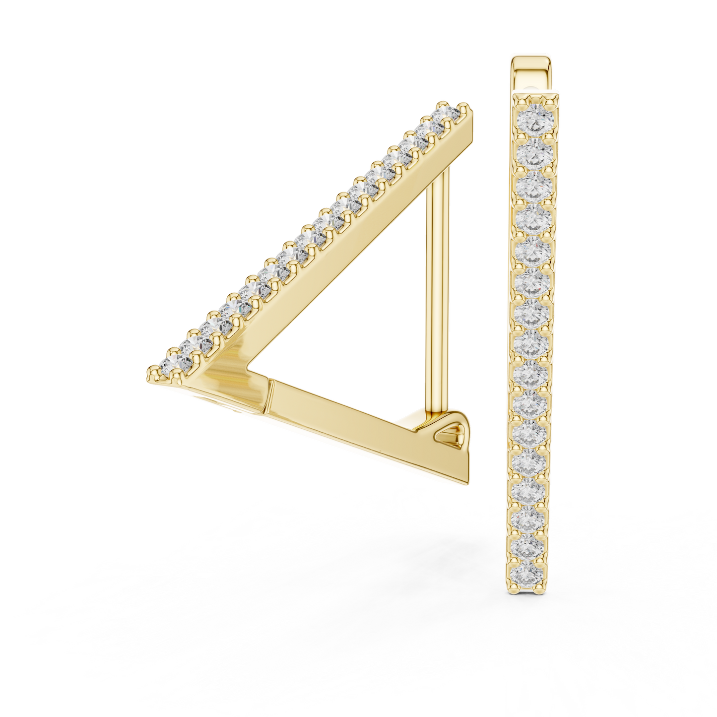 Futuristic Angle-Cut Hoops • V-Design Pavé Drop Earrings • Chic Minimal Gold Earrings