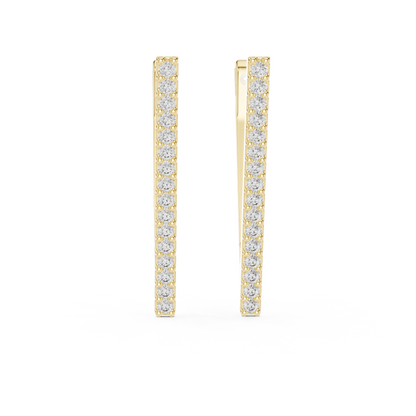 Futuristic Angle-Cut Hoops • V-Design Pavé Drop Earrings • Chic Minimal Gold Earrings