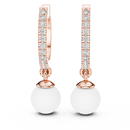 Bright Nest Pearl Earrings • Glitter Diamond Hoops • Effortless Elevated Look • Gift For Fiancée
