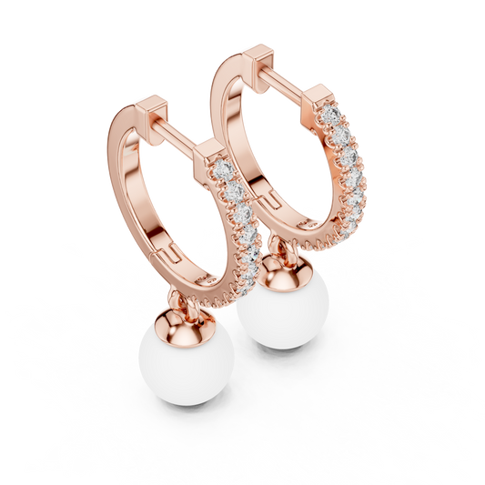 Bright Nest Pearl Earrings • Glitter Diamond Hoops • Effortless Elevated Look • Gift For Fiancée