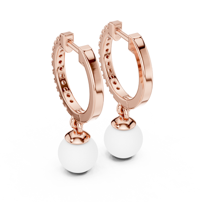 Bright Nest Pearl Earrings • Glitter Diamond Hoops • Effortless Elevated Look • Gift For Fiancée