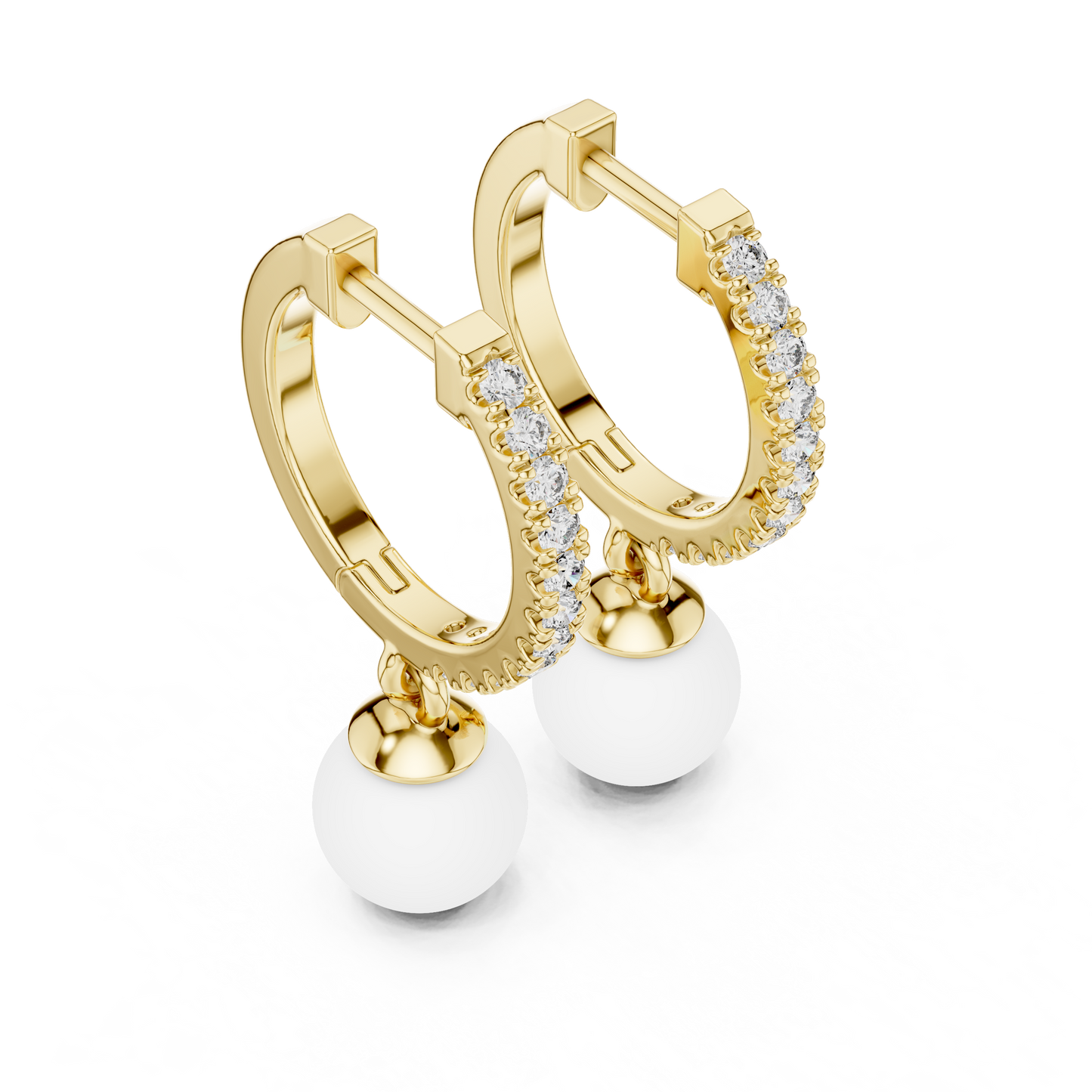 Bright Nest Pearl Earrings • Glitter Diamond Hoops • Effortless Elevated Look • Gift For Fiancée