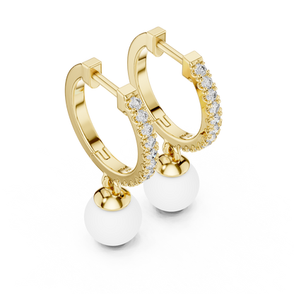 Bright Nest Pearl Earrings • Glitter Diamond Hoops • Effortless Elevated Look • Gift For Fiancée