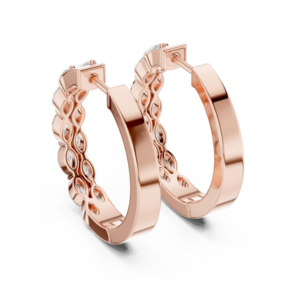 Double Row Sparkle Hoop Earrings | Trending Women’s Jewelry - Elegant Marquise Diamond Hoops