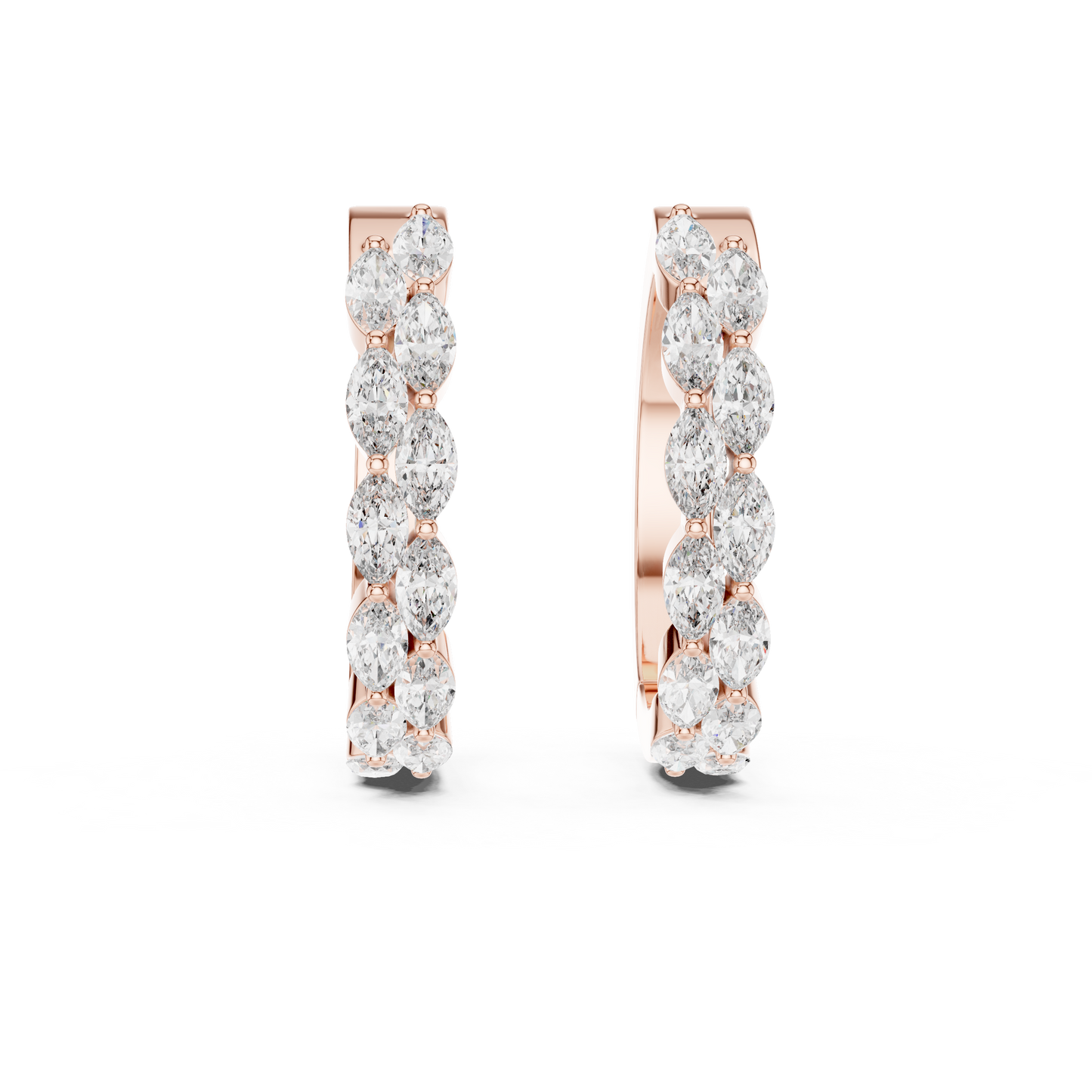 Double Row Sparkle Hoop Earrings | Trending Women’s Jewelry - Elegant Marquise Diamond Hoops