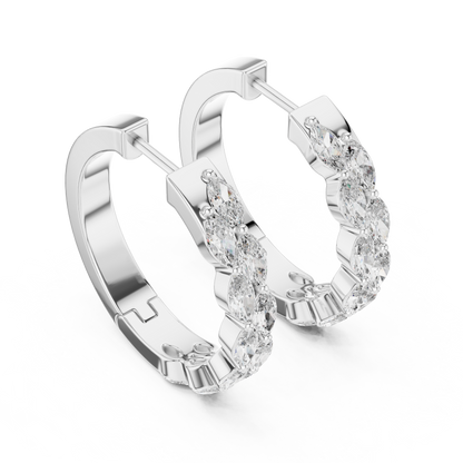 Double Row Sparkle Hoop Earrings | Trending Women’s Jewelry - Elegant Marquise Diamond Hoops