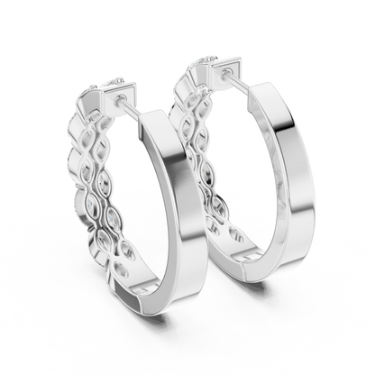 Double Row Sparkle Hoop Earrings | Trending Women’s Jewelry - Elegant Marquise Diamond Hoops