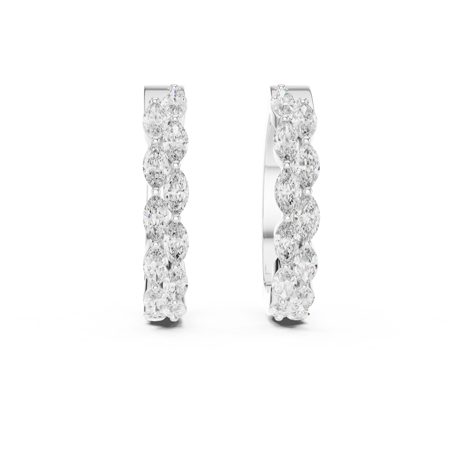 Double Row Sparkle Hoop Earrings | Trending Women’s Jewelry - Elegant Marquise Diamond Hoops