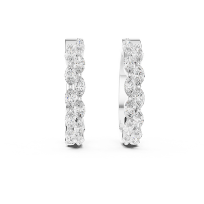 Double Row Sparkle Hoop Earrings | Trending Women’s Jewelry - Elegant Marquise Diamond Hoops
