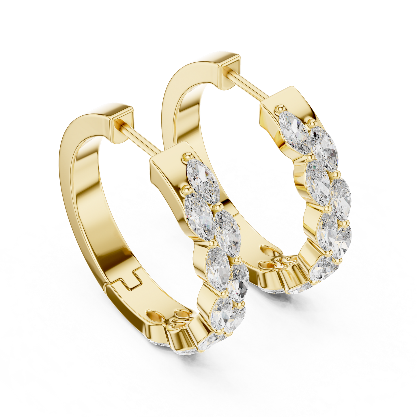 Double Row Sparkle Hoop Earrings | Trending Women’s Jewelry - Elegant Marquise Diamond Hoops