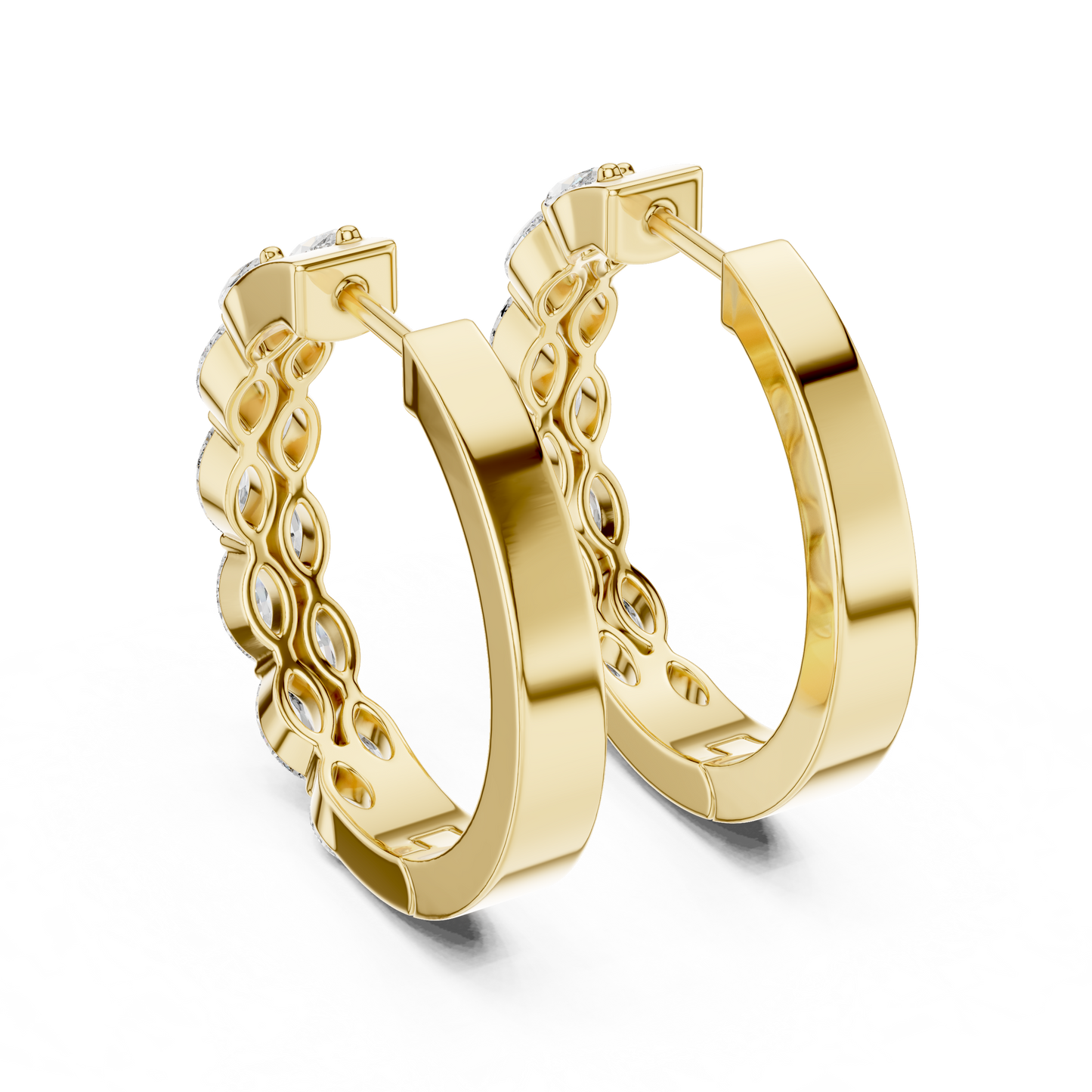 Double Row Sparkle Hoop Earrings | Trending Women’s Jewelry - Elegant Marquise Diamond Hoops