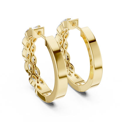 Double Row Sparkle Hoop Earrings | Trending Women’s Jewelry - Elegant Marquise Diamond Hoops