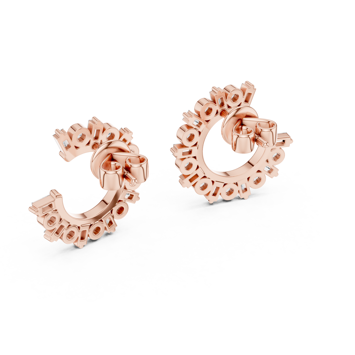 Glimmer Arc Hoop Studs – Fashion Baguette Cluster Jewelry - Baguette & Round Crystal Earrings