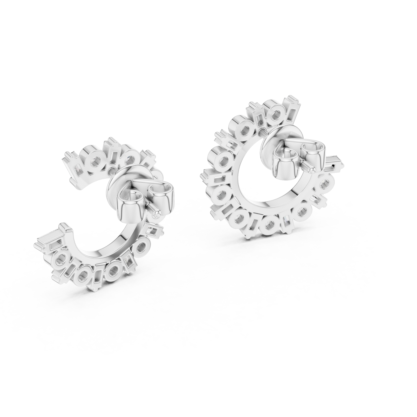 Glimmer Arc Hoop Studs – Fashion Baguette Cluster Jewelry - Baguette & Round Crystal Earrings