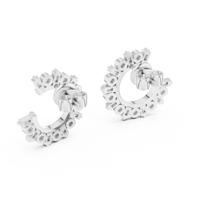 Glimmer Arc Hoop Studs – Fashion Baguette Cluster Jewelry - Baguette & Round Crystal Earrings