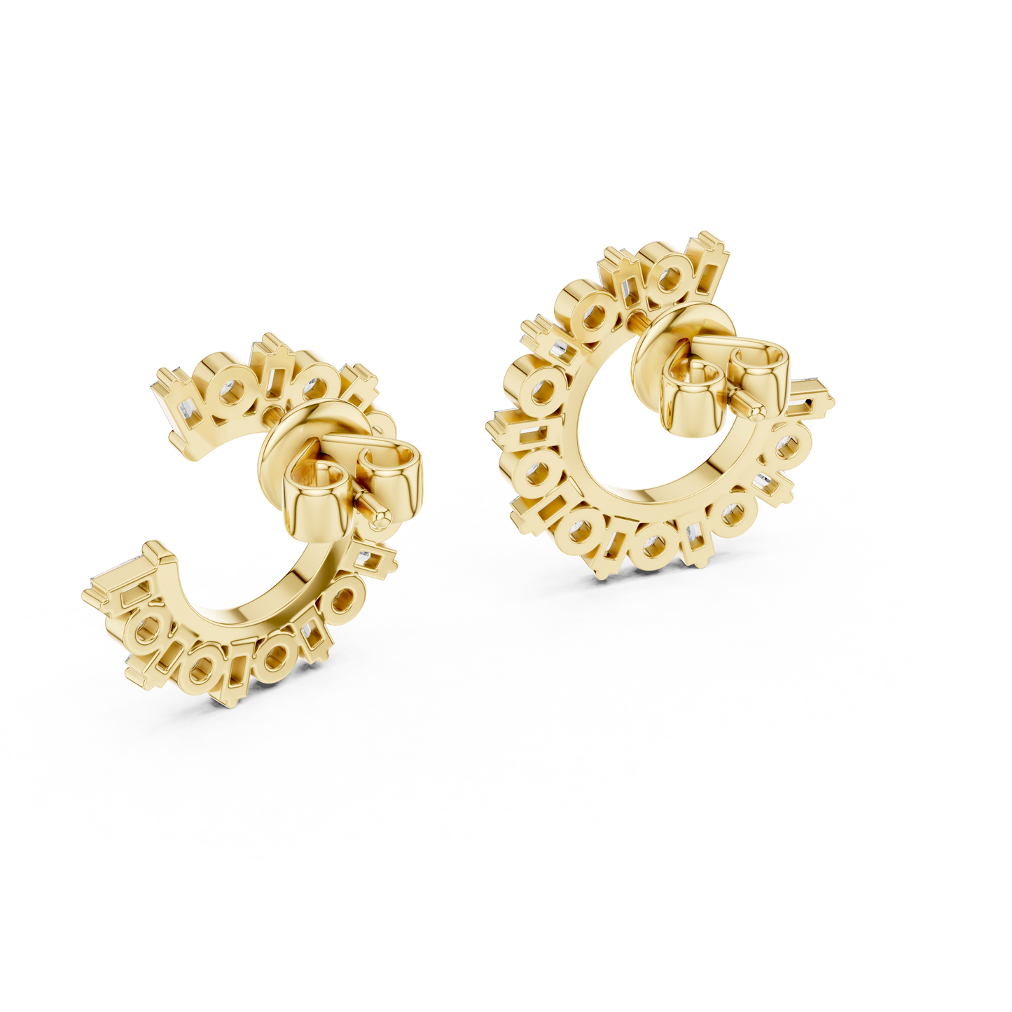 Glimmer Arc Hoop Studs – Fashion Baguette Cluster Jewelry - Baguette & Round Crystal Earrings