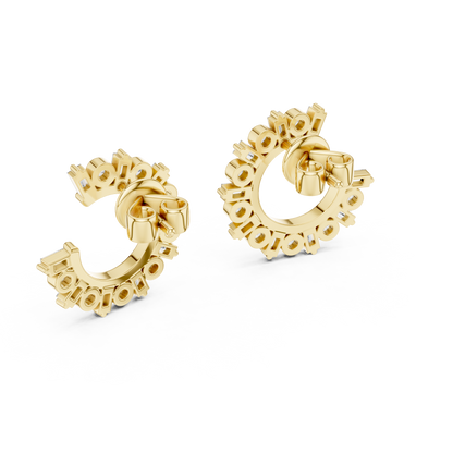 Glimmer Arc Hoop Studs – Fashion Baguette Cluster Jewelry - Baguette & Round Crystal Earrings