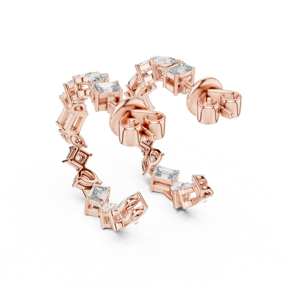 Gold  Multi-Shape CZ Hoop Earrings, Sparkling Modern Hoops, Elegant Everyday Jewelry Gift