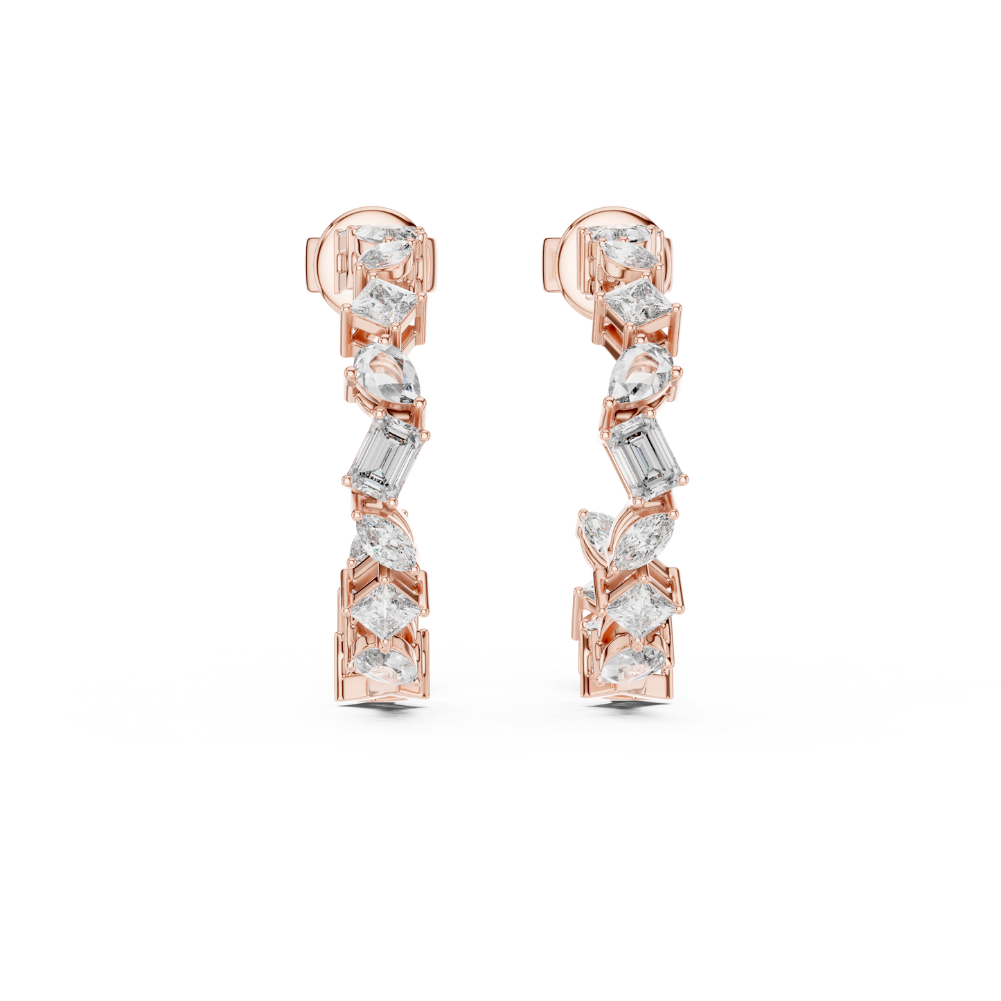 Gold  Multi-Shape CZ Hoop Earrings, Sparkling Modern Hoops, Elegant Everyday Jewelry Gift