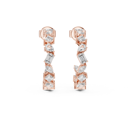 Gold  Multi-Shape CZ Hoop Earrings, Sparkling Modern Hoops, Elegant Everyday Jewelry Gift