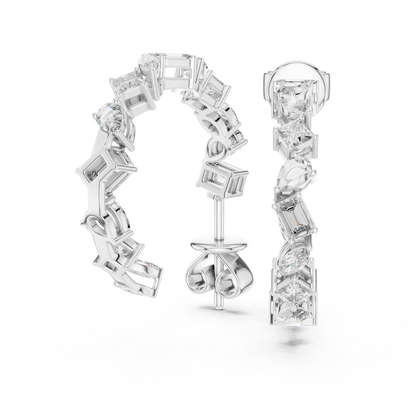 Gold  Multi-Shape CZ Hoop Earrings, Sparkling Modern Hoops, Elegant Everyday Jewelry Gift