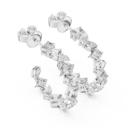 Gold  Multi-Shape CZ Hoop Earrings, Sparkling Modern Hoops, Elegant Everyday Jewelry Gift