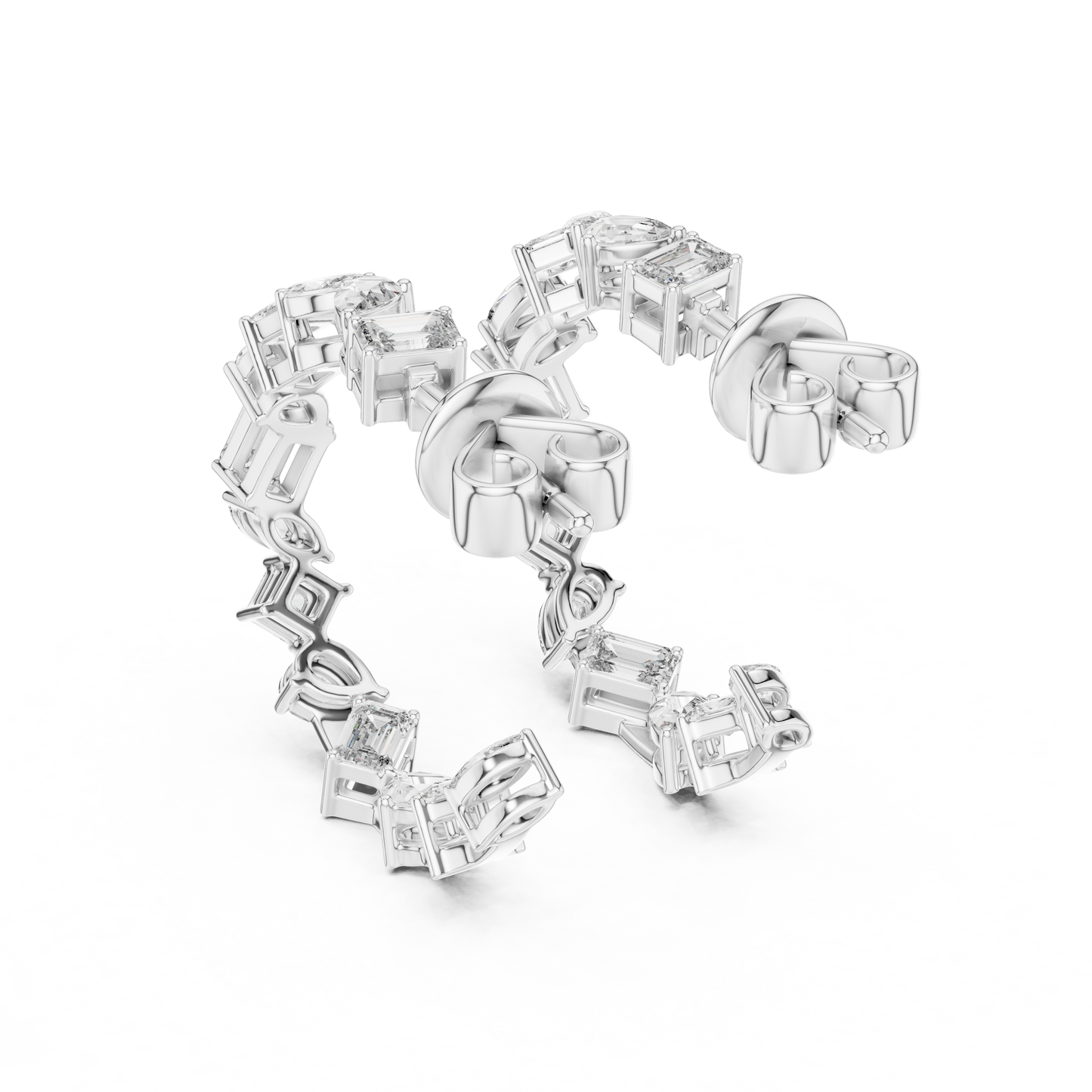 Gold  Multi-Shape CZ Hoop Earrings, Sparkling Modern Hoops, Elegant Everyday Jewelry Gift