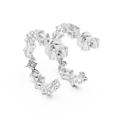 Gold  Multi-Shape CZ Hoop Earrings, Sparkling Modern Hoops, Elegant Everyday Jewelry Gift