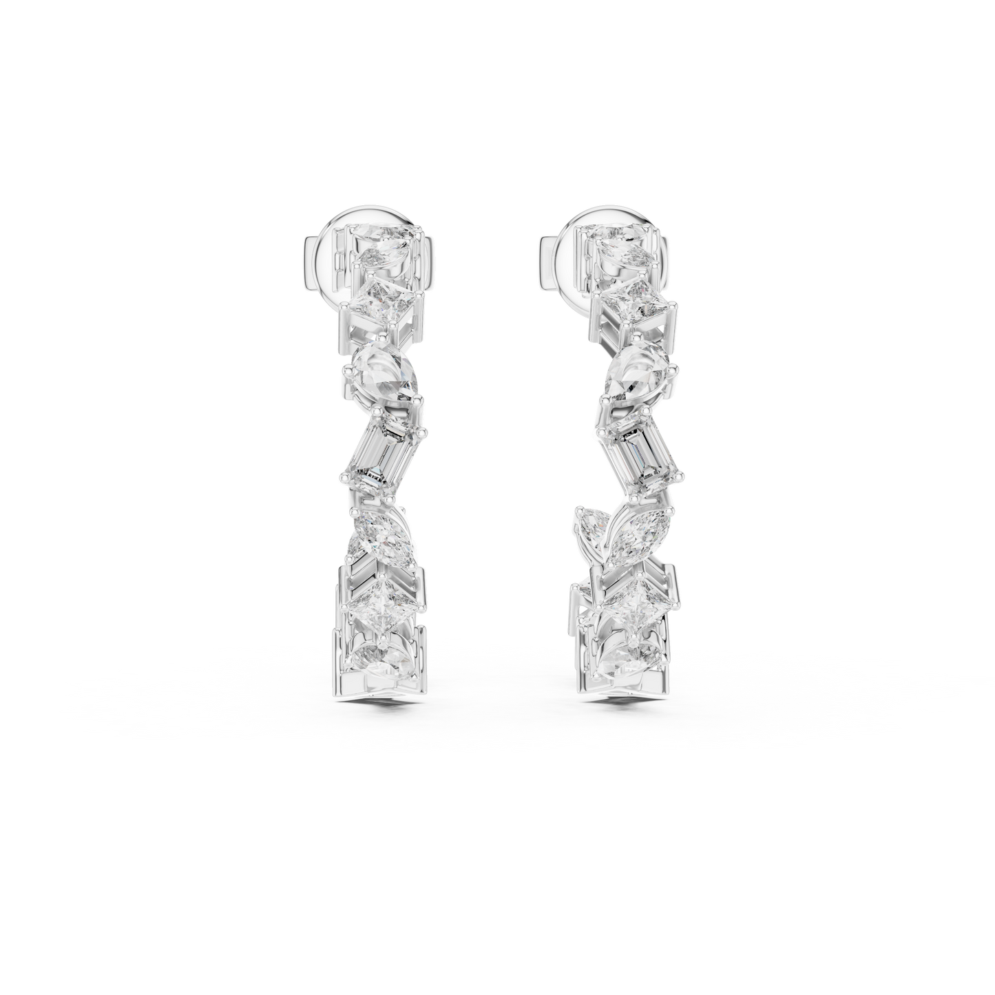 Gold  Multi-Shape CZ Hoop Earrings, Sparkling Modern Hoops, Elegant Everyday Jewelry Gift