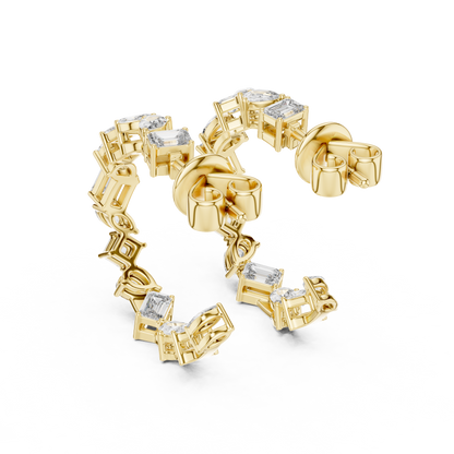 Gold  Multi-Shape CZ Hoop Earrings, Sparkling Modern Hoops, Elegant Everyday Jewelry Gift