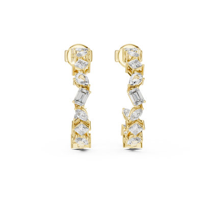 Gold  Multi-Shape CZ Hoop Earrings, Sparkling Modern Hoops, Elegant Everyday Jewelry Gift