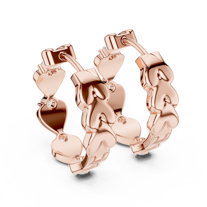 Gold Heart Hoop Huggies Sparkle Crystal Cut Everyday Wear Women Valentine Gift Jewelry