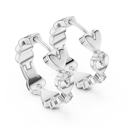 Gold Heart Hoop Huggies Sparkle Crystal Cut Everyday Wear Women Valentine Gift Jewelry