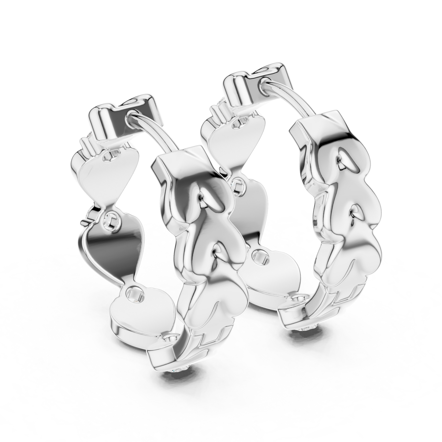 Gold Heart Hoop Huggies Sparkle Crystal Cut Everyday Wear Women Valentine Gift Jewelry