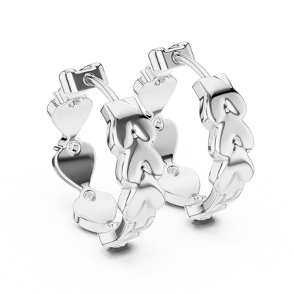 Gold Heart Hoop Huggies Sparkle Crystal Cut Everyday Wear Women Valentine Gift Jewelry