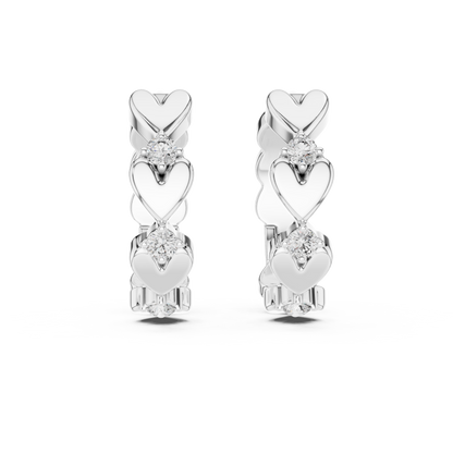 Gold Heart Hoop Huggies Sparkle Crystal Cut Everyday Wear Women Valentine Gift Jewelry