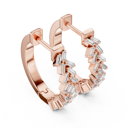 Baguette Hoop Earrings • Gold Sparkle Huggies • Minimal Luxury Jewelry - Timeless Shine Earrings