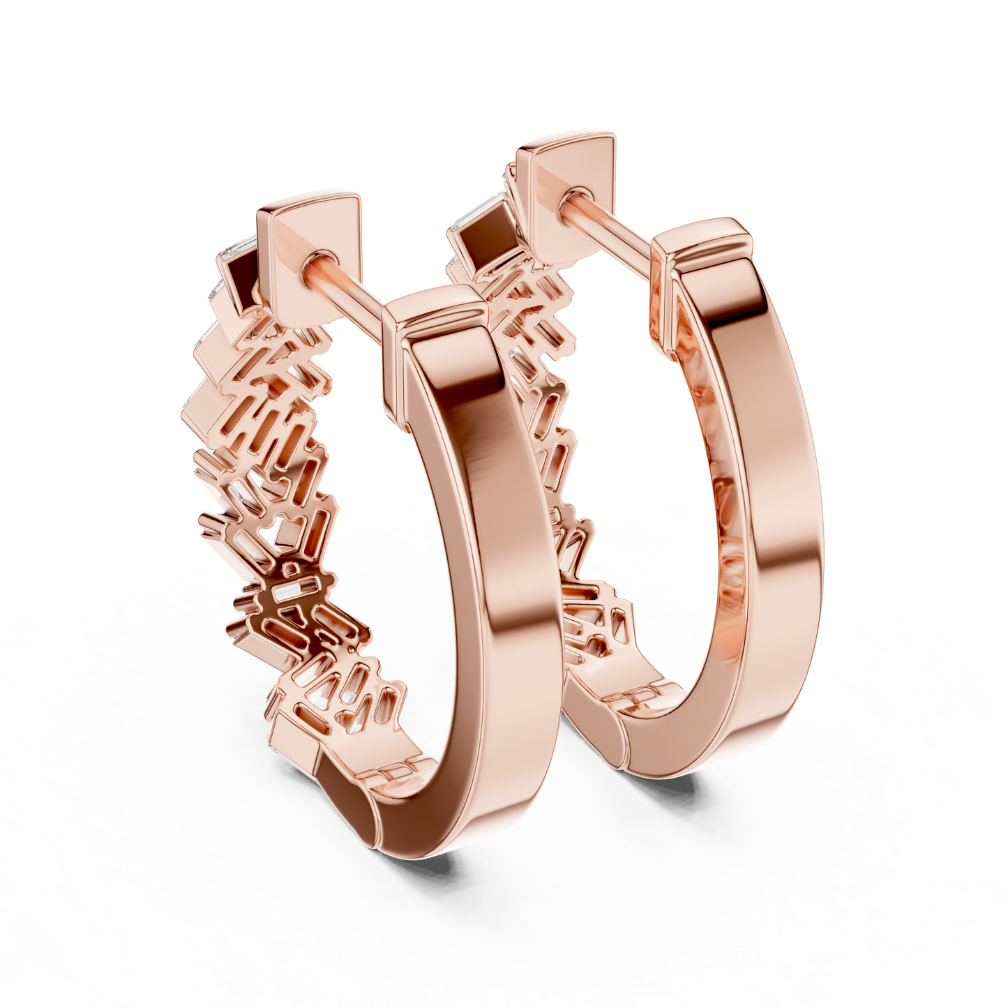 Baguette Hoop Earrings • Gold Sparkle Huggies • Minimal Luxury Jewelry - Timeless Shine Earrings