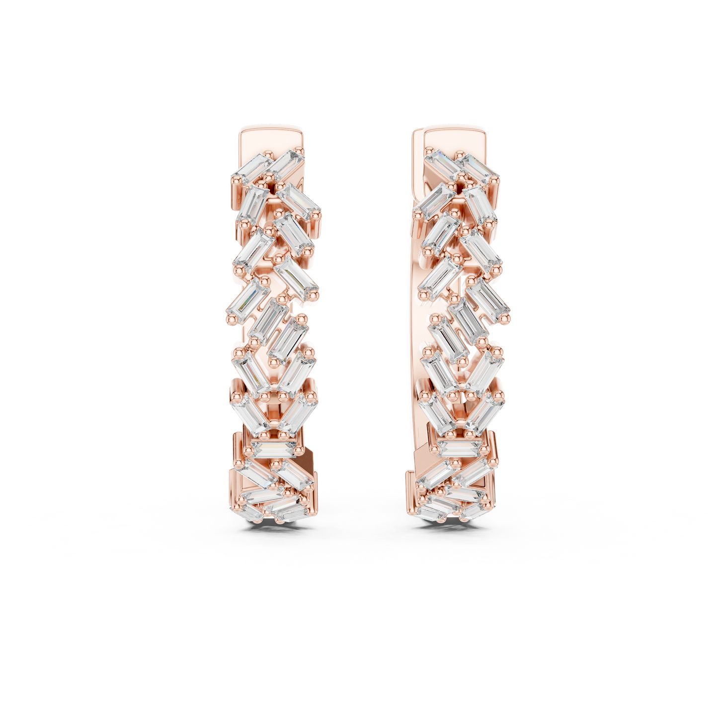 Baguette Hoop Earrings • Gold Sparkle Huggies • Minimal Luxury Jewelry - Timeless Shine Earrings