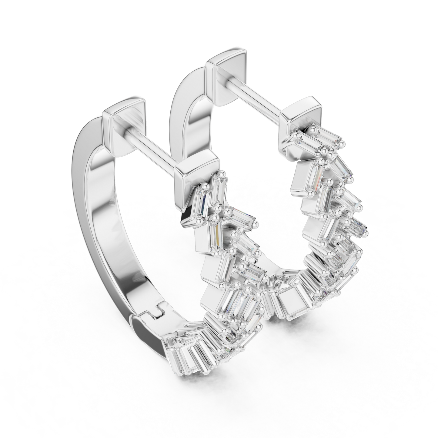 Baguette Hoop Earrings • Gold Sparkle Huggies • Minimal Luxury Jewelry - Timeless Shine Earrings