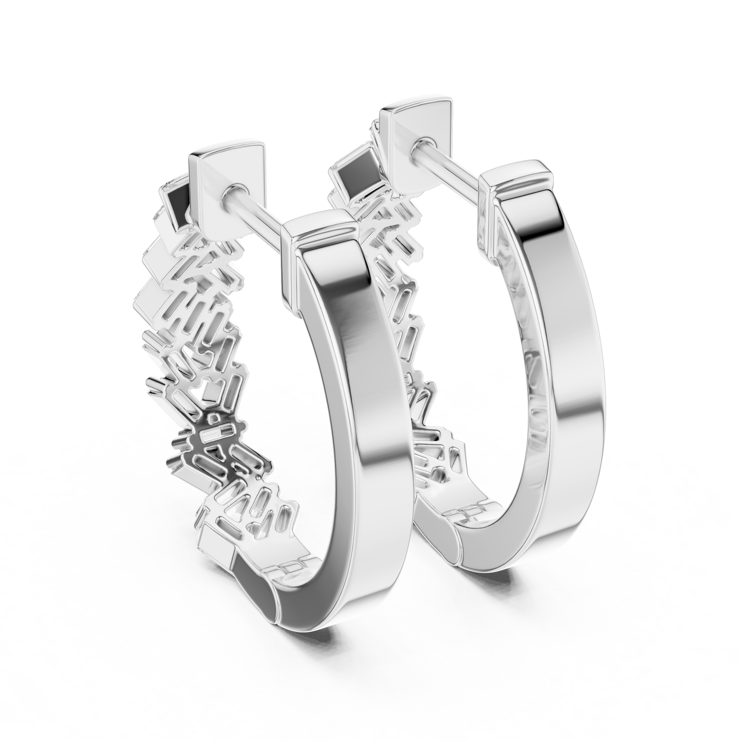 Baguette Hoop Earrings • Gold Sparkle Huggies • Minimal Luxury Jewelry - Timeless Shine Earrings