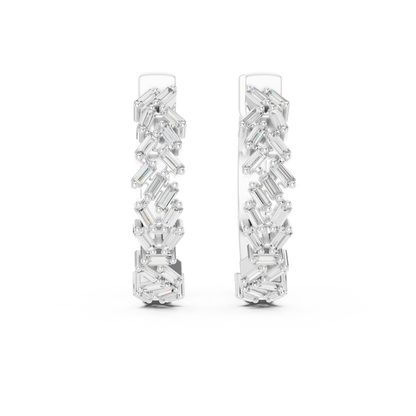 Baguette Hoop Earrings • Gold Sparkle Huggies • Minimal Luxury Jewelry - Timeless Shine Earrings