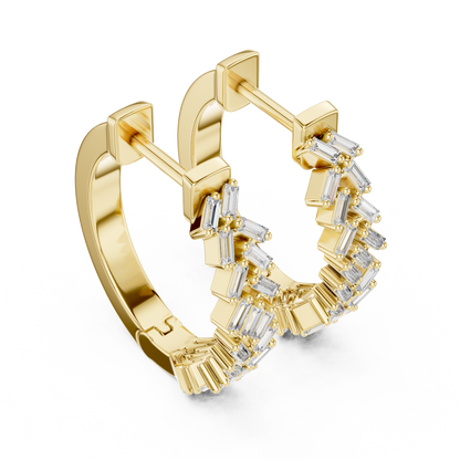 Baguette Hoop Earrings • Gold Sparkle Huggies • Minimal Luxury Jewelry - Timeless Shine Earrings