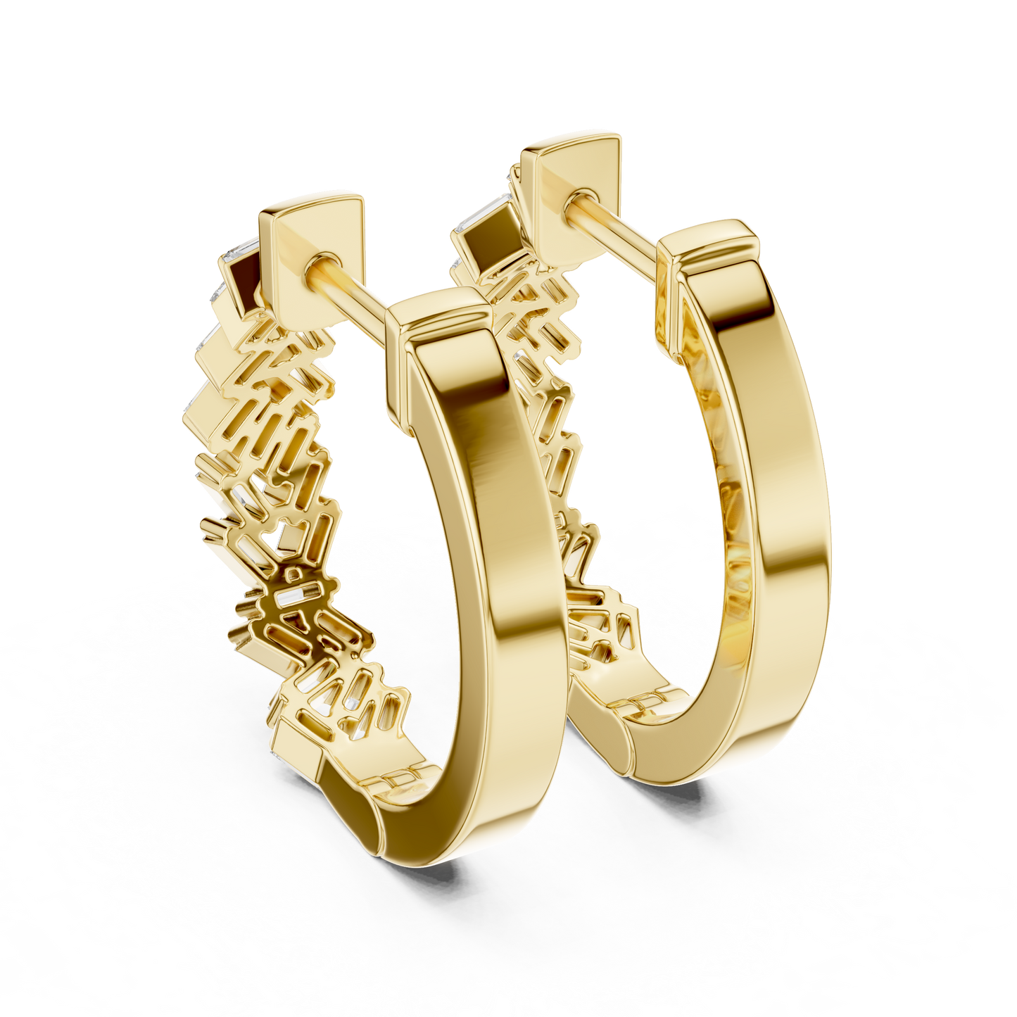 Baguette Hoop Earrings • Gold Sparkle Huggies • Minimal Luxury Jewelry - Timeless Shine Earrings