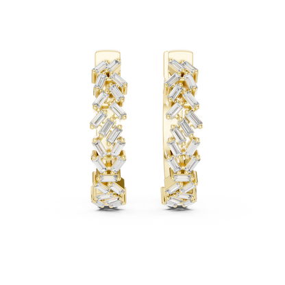 Baguette Hoop Earrings • Gold Sparkle Huggies • Minimal Luxury Jewelry - Timeless Shine Earrings