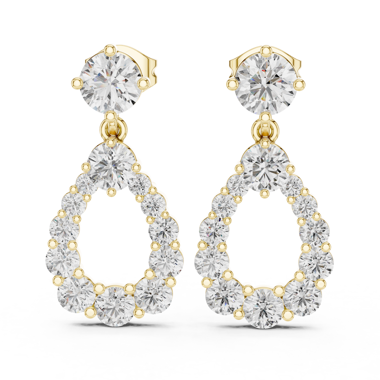Starlight Cascade Teardrop Halos • Ultra-Refined Diamond Drops • Gold Luxury Edition • Gift  For Her