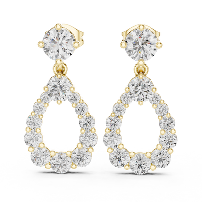 Starlight Cascade Teardrop Halos • Ultra-Refined Diamond Drops • Gold Luxury Edition • Gift  For Her
