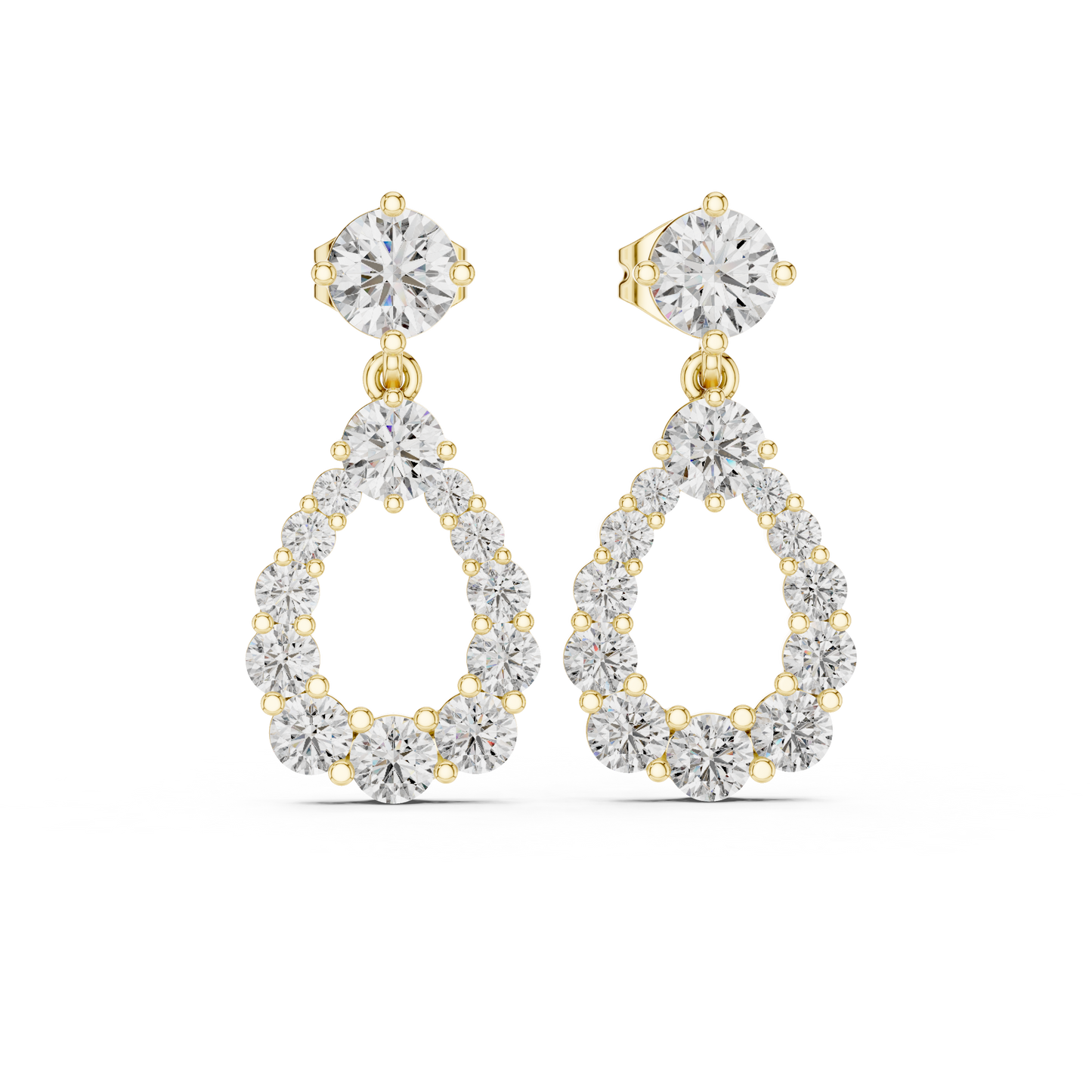 Starlight Cascade Teardrop Halos • Ultra-Refined Diamond Drops • Gold Luxury Edition • Gift  For Her