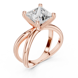 3CT Princess Cut Lab Grown Diamond Ring Side Profile Angle